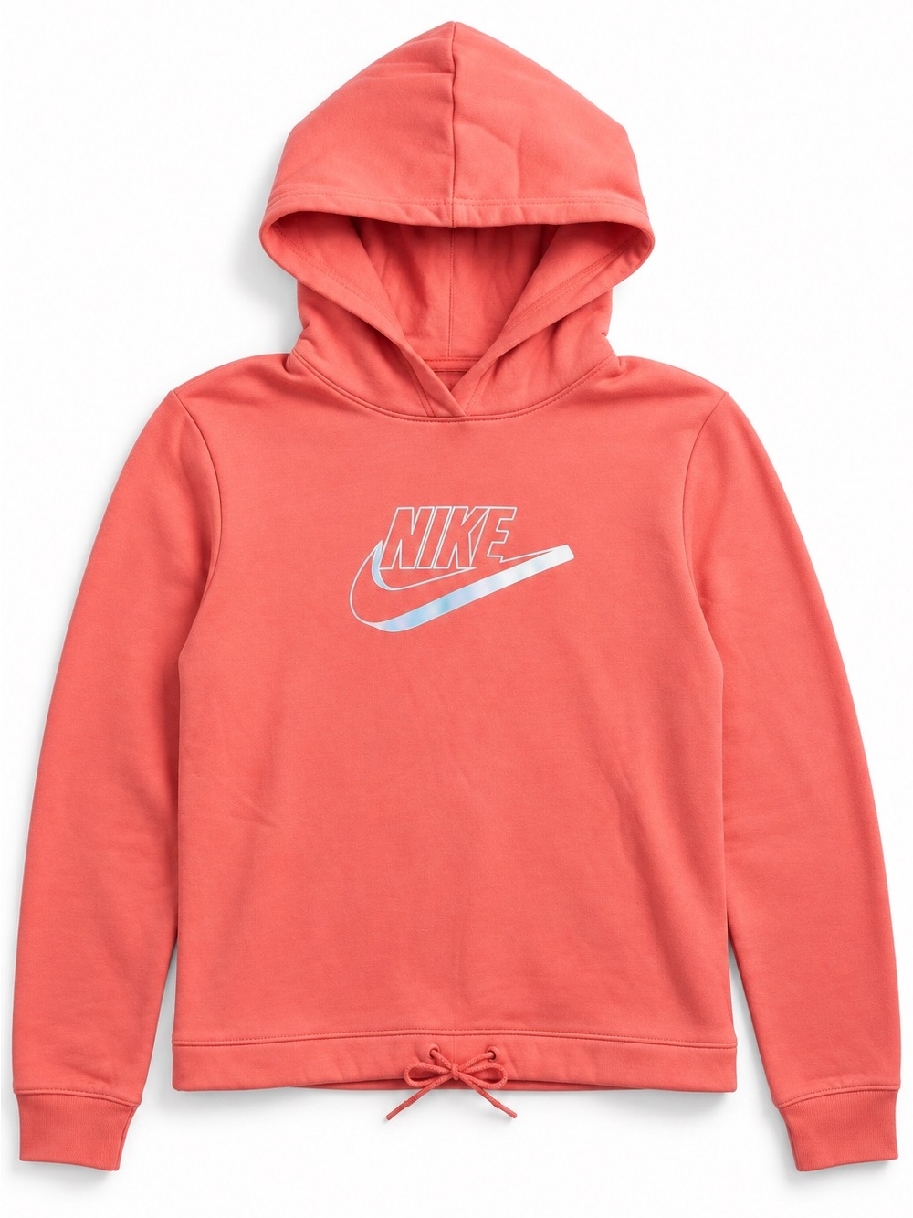 Nike Swoosh Hoodie Athleisure Streetwear Fleece Lounge Pullover Coral Pink Small